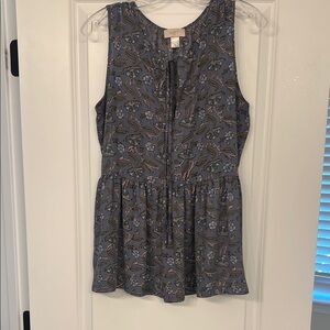 LOFT Sleeveless Woven Gray Floral Blouse